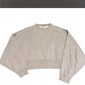 Nike Women's Light Gray Cropped Sweatshirt
